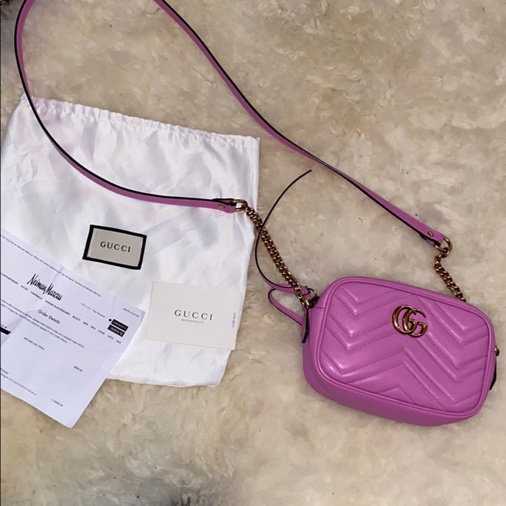 Gucci Marmont Matelasse Mini pink bag - Picture 2 of 15